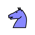 Blue Knight Xogos da Meiga chess icons family.svg