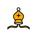 Orange Bishop Xogos da Meiga chess icons family.svg